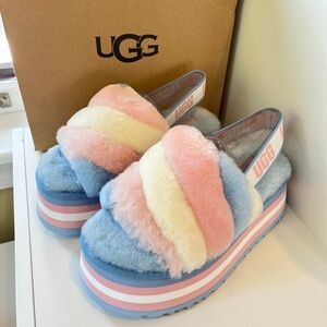 UGG Pride Disco Stripe Slide Sandal Pastel Platform Soles Wedges
